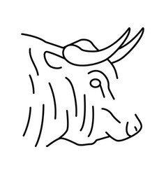 Bull Animal Zoo Line Icon