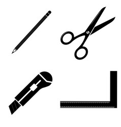 Set Of Work Icons Pencil Scissors Knife