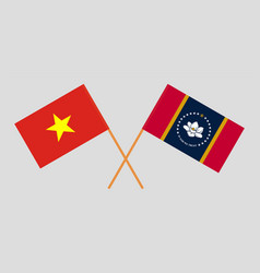 Crossed Flags Of Vietnam And The State Of