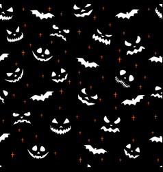 Halloween Pattern With Scary Faces Pumpkins