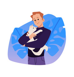 Man Hugging Cat Emotional Support Animal Concept