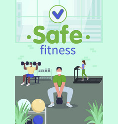 Safe Fitness In Gym Poster Flat Template