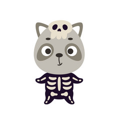 Cute Little Halloween Raccoon In A Skeleton