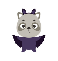 Cute Little Halloween Raccoon In A Bat Costume