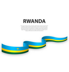 Waving Ribbon Or Banner With Flag Rwanda