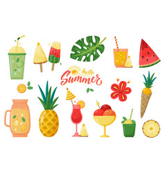 Big Set Of Summer Elements Fruits Drinks