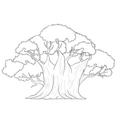 Black And White Line Drawing Of A Large Tree