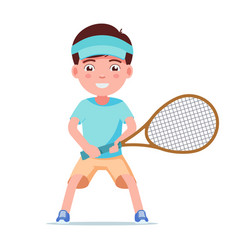 Boy Tennis Player Standing With A Racket