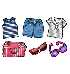 Cartoon Set Of Doodle Summer Clothes