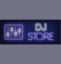 Dj Store Neon Text With Equalizer