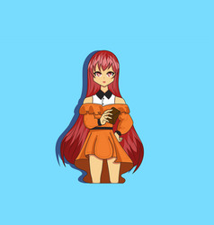 Girl With Red Long Hair Cartoon