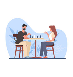 Pair Of Man And Woman Playing Chess