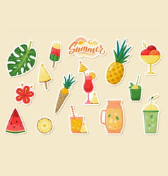 Big Set Of Summer Stickers Fruits Drinks