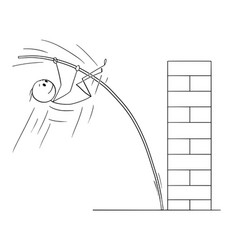 Cartoon Of Man Or Businessman Doing Pole Vaulting