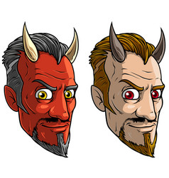 Cartoon Sly Red Devil Man With Horns And Beard