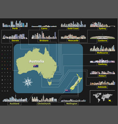 Map And Flags Of Australia And New Zealand