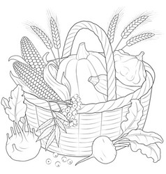 Autumn Harvest Basket Black And White