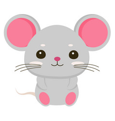 Isolated Cute Gray Cartoon Mouse Kawaii