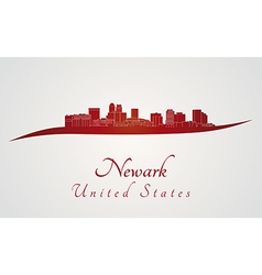 Newark Skyline In Red