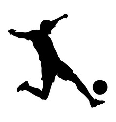 Silhouette Of Soccer Player Kicking The Bal