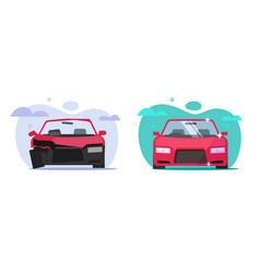 Car Before After Crash Flat Icon Or Vehicle