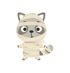 Cute Little Halloween Raccoon In A Mummy Costume