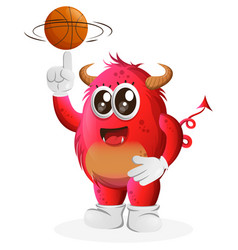 Red Monster Playing Basketball Freestyle With Ball