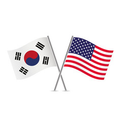 South Korea And America Crossed Flags