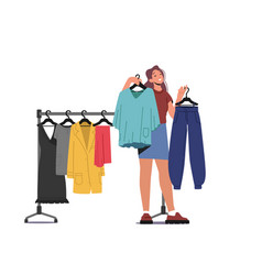 Young Stylish Woman Choosing New Fashioned Clothes