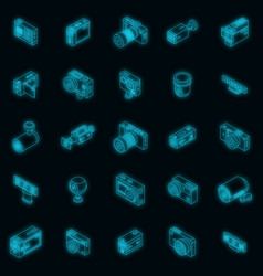 Camcorder Icons Set Neon