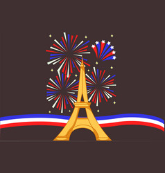 Firework Party At Bastille Day Cartoon