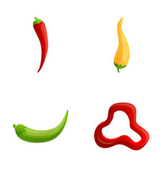 Hot Pepper Icons Set Cartoon Colorful