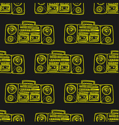 Old Cassette And Cd Recorder Seamless Pattern