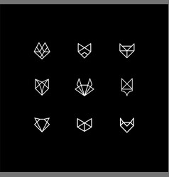 Set Of Geometric Line Animal Fox Cat Dog Icon