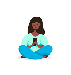 Black Woman Meditating In Lotus Pose Uses New