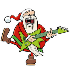 Cartoon Santa Claus Playing Electric Guitar