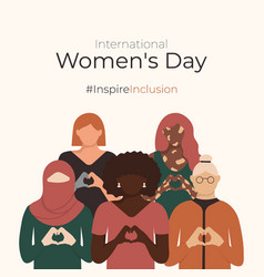 Diverse Women With Heart-shaped Hands Stand