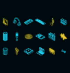 Playlist Icons Set Neon