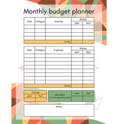 Budget Planner Monthly Template Page Financial