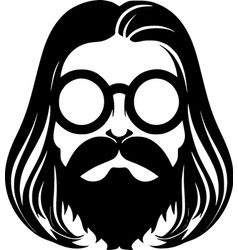 Hippie - Black And White Isolated Icon