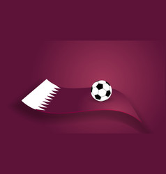 Qatar Flag With Football Ball On Dark Scarlet