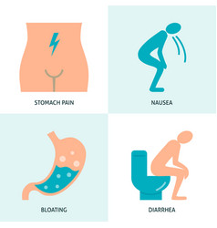 Stomach Upset Icon Collection In Flat Style