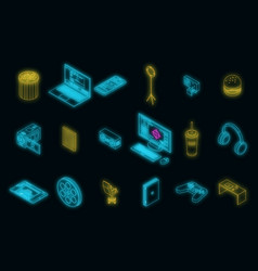 Stream Icons Set Neon