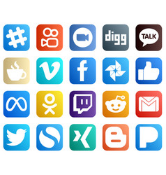 20 Popular Social Media Icons Such As Like