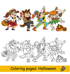 Coloring And Color Halloween Kids Dancing