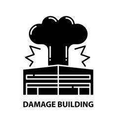 Damage Building Icon Black Sign