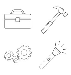 Set Of Work Icons Tool Box Gears Hammer Flashlight