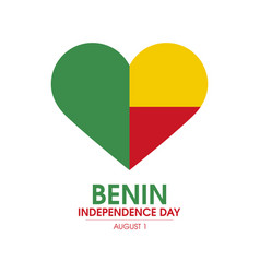 Benin Independence Day Flag Abstract Heart Shape