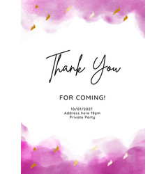 Thank You Card Template With Hand Painted Purple