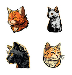 Cats Flat Icon Set Isolated On White Background